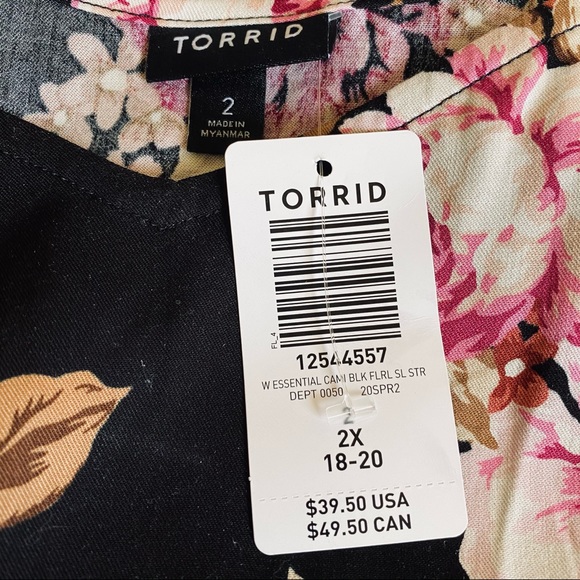 NWT TORRID Ava Black Floral Cami - Picture 9 of 11